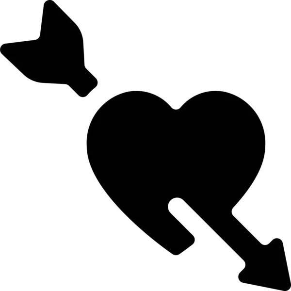 Amor Ícone Seta Coração Estilo Sólido — Vetor de Stock