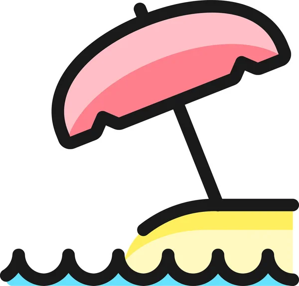 Parasol Beach Water Icon Filledoutline Style — Stock Vector