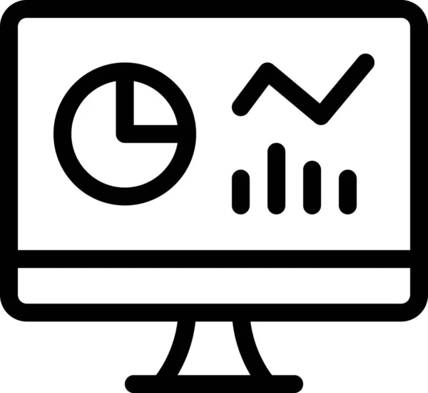 Data Desktop Line Icon Outline Style — Stock Vector