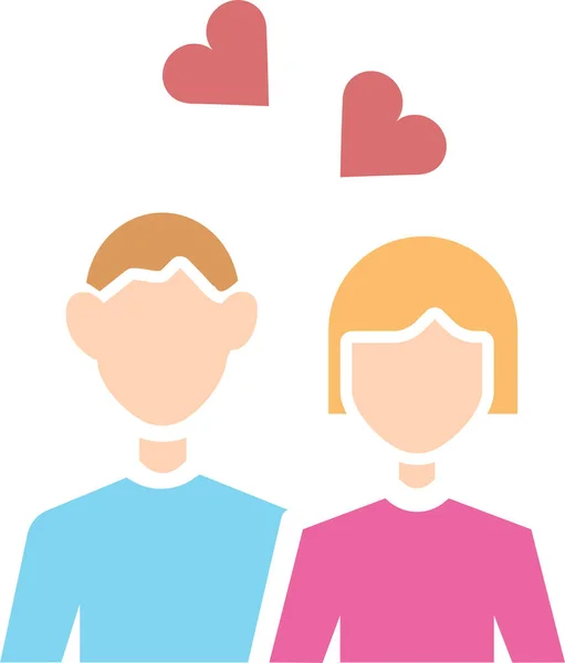 Icône Coeur Couple Jour Dans Style Plat — Image vectorielle