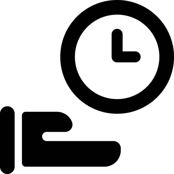 Reloj Tiempo Icono Mano Estilo Sólido — Archivo Imágenes Vectoriales