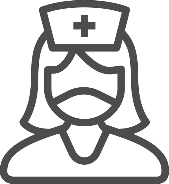 Krankenpfleger Arzt Ikone Umriss Stil — Stockvektor