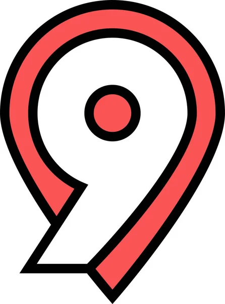 Ninth Number Numbers Icon — Stock Vector