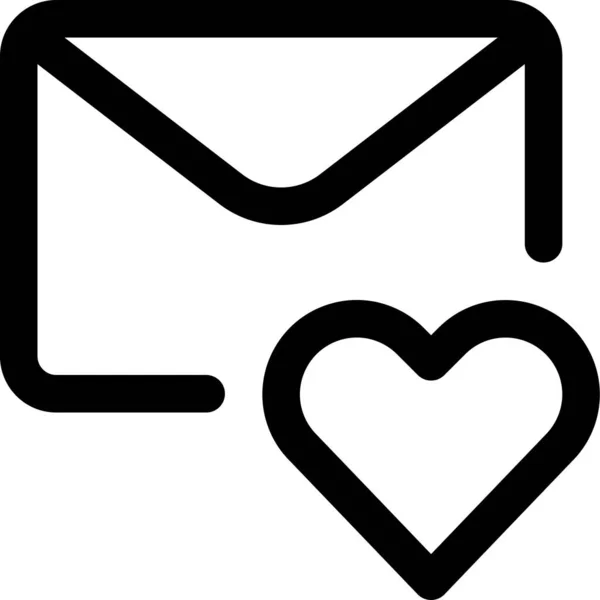 Ícone Mail Coração Mensagem Estilo Esboço — Vetor de Stock