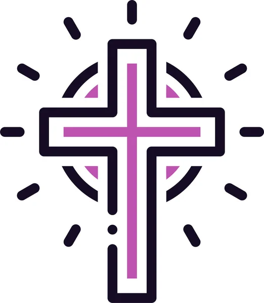 Cristo Icono Cruz Cristiana Estilo Filledoutline — Vector de stock