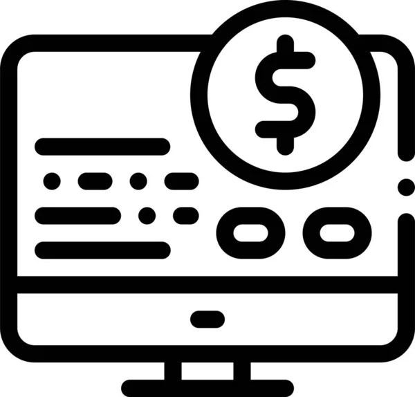 Ícone Dinheiro Empréstimo Computador Estilo Esboço — Vetor de Stock
