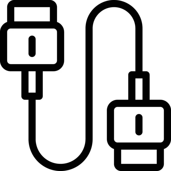 Kabel Kabels Computer Icoon Omtrek Stijl — Stockvector
