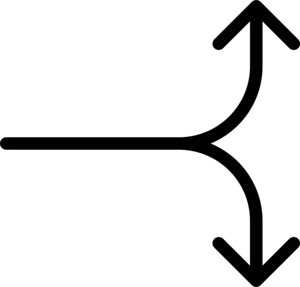 Pfeildiagramm Gabelsymbol Umrissstil — Stockvektor