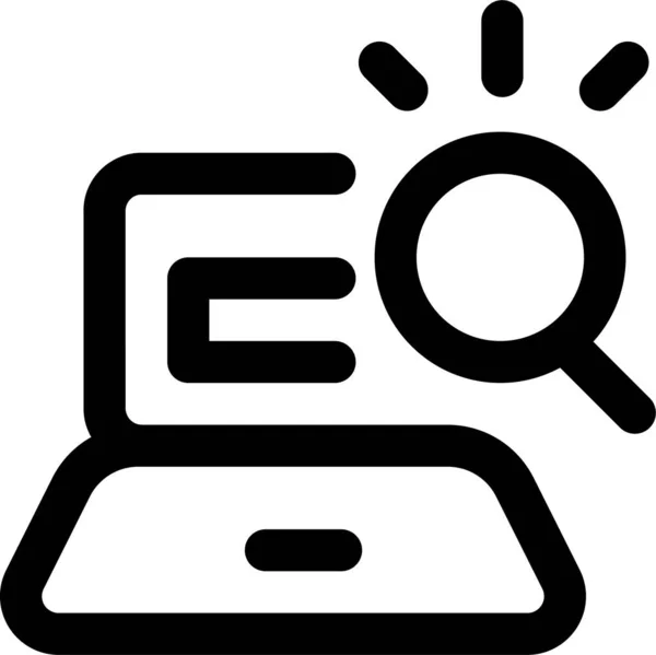 Seo Search Laptop Icoon Outline Stijl — Stockvector