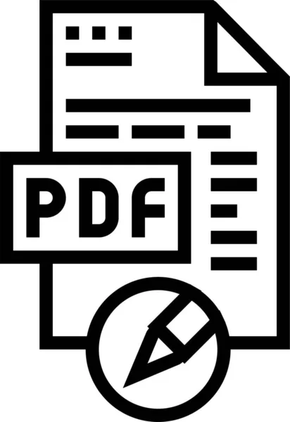 Γραφή Εικονίδιο Pdf Επεξεργασίας Στυλ Περίγραμμα — Διανυσματικό Αρχείο