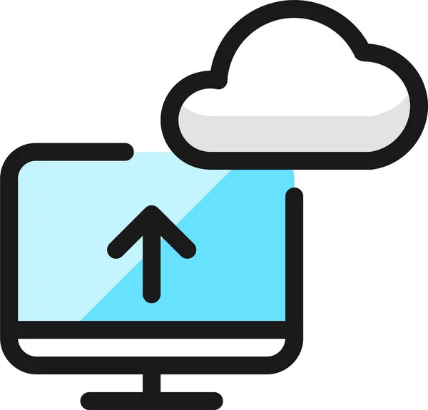 Przesyłanie Ikony Monitora Chmurze Stylu Filledoutline — Wektor stockowy
