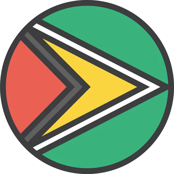 Икона Гайаны Флагом Страны Стиле Филедлайн — стоковый вектор