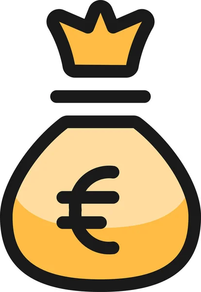 Money Bag Euro Icon Filledoutline Style — Stock Vector