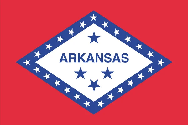 Amerikaanse Arkansas Vlag Pictogram Platte Stijl — Stockvector