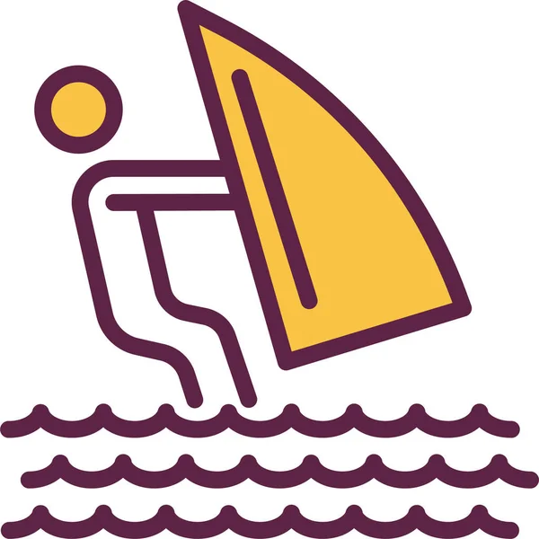 Aktivität Strand Wakeboarding Symbol Filledoutline Stil — Stockvektor