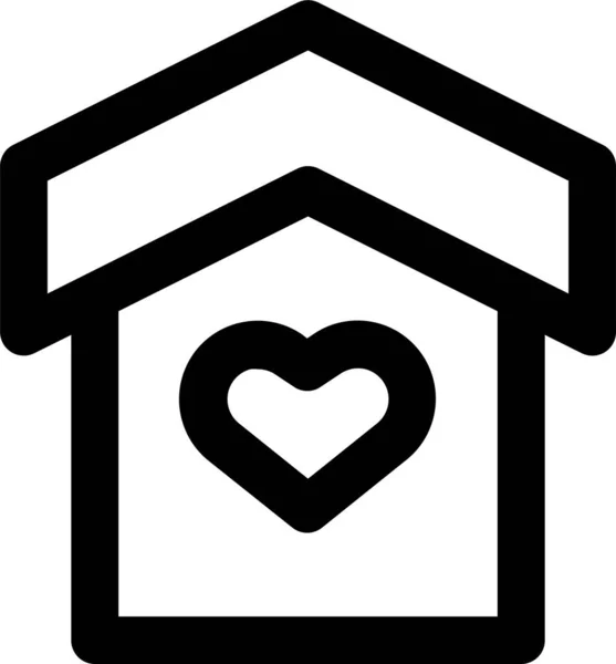 Hart Huis Huis Pictogram Omtrek Stijl — Stockvector