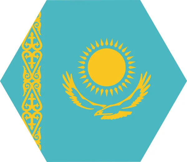 Land Vlag Kazachstan Pictogram Platte Stijl — Stockvector