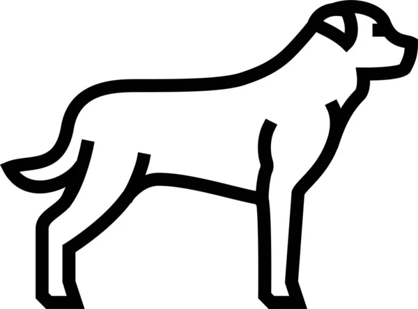 Rottweiler狗国内图标的轮廓风格 — 图库矢量图片