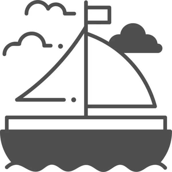 Schiffsreise Segel Ikone Semisoliden Stil — Stockvektor