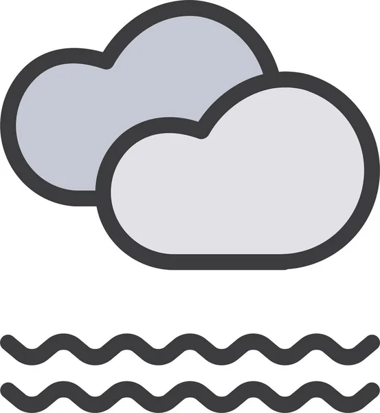 Nube Nuvoloso Nebbia Icona Pieno Stile Contorno — Vettoriale Stock