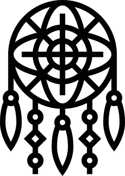 Traumfänger Astrologische Ikone Umriss Stil — Stockvektor