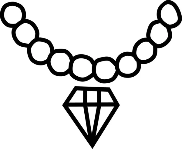 Diamantové Šperky Šperky Ikona Obrysu Stylu — Stockový vektor