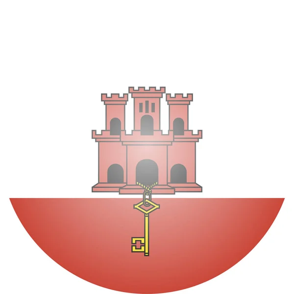 Land Vlag Gibraltar Pictogram Platte Stijl — Stockvector
