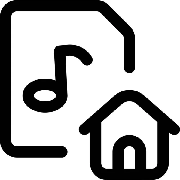 Icona Home File Audio Stile Contorno — Vettoriale Stock