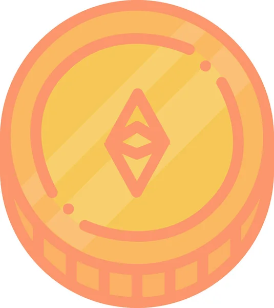 Criptomoneda Digital Eth Icono Estilo Filledoutline — Vector de stock