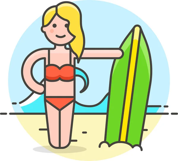 Beach Female Ocean Icon Sport Category — Stock Vector