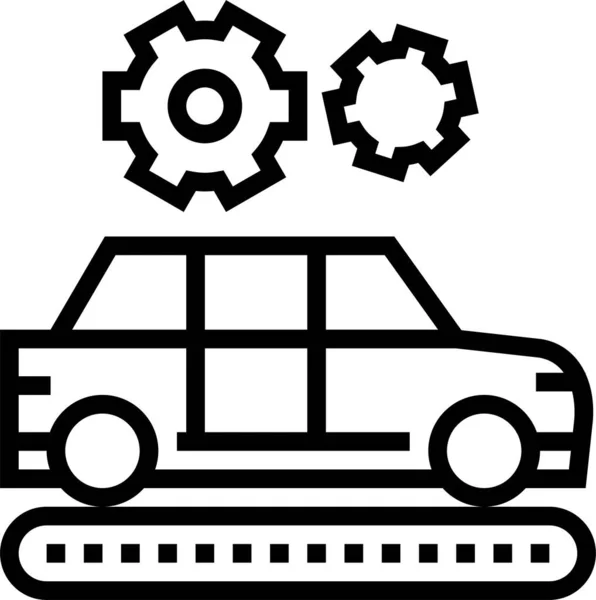 Fabricage Auto Fabriek Pictogram Grote Lijnen — Stockvector