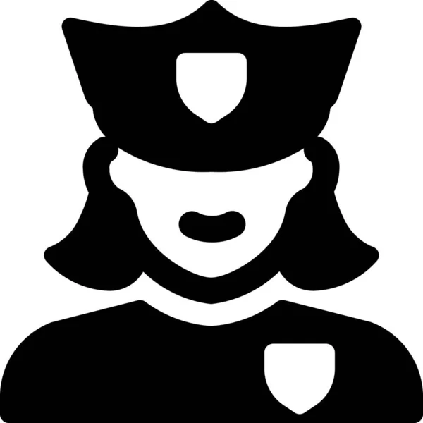 Policial Mulher Cabelo Ícone Estilo Sólido — Vetor de Stock