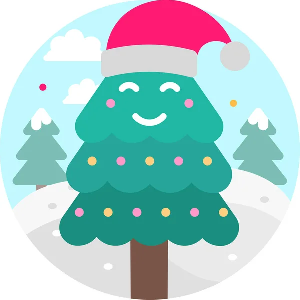 Χριστουγεννιάτικο Δέντρο Γιορτή Χριστουγεννιάτικο Εικονίδιο Στην Κατηγορία Χριστούγεννα — Διανυσματικό Αρχείο