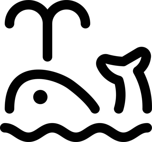 Ikona Ssaka Wodnego Wieloryba Zarysie — Wektor stockowy