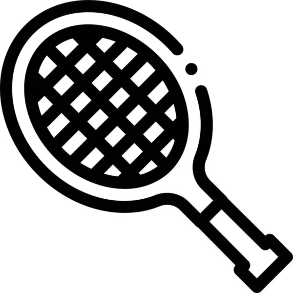 Raquette Jeu Icône Tennis Dans Style Contour — Image vectorielle