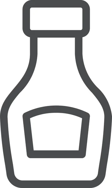 Bottiglia Condimento Icona Stile Contorno — Vettoriale Stock