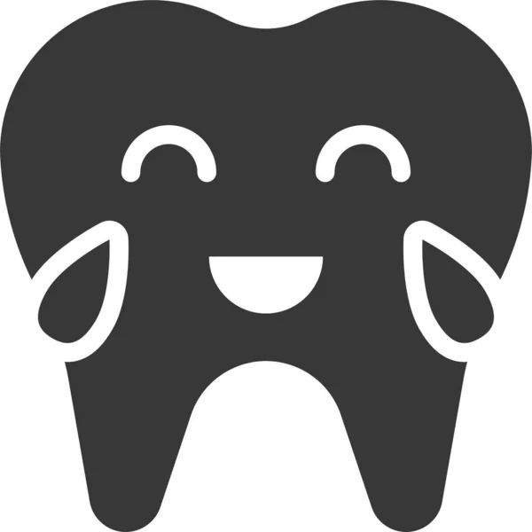 Ícone Emoticon Emoji Dental Estilo Sólido —  Vetores de Stock