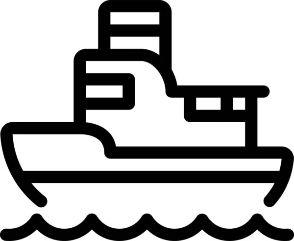 Båt Last Ocean Ikon Kontur Stil — Stock vektor