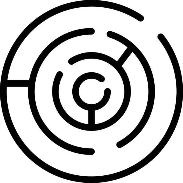 Kreis Labyrinth Labyrinth Symbol Umrissstil — Stockvektor