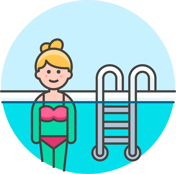 Female Ladder Pool Icon Sport Category — Stock Vector