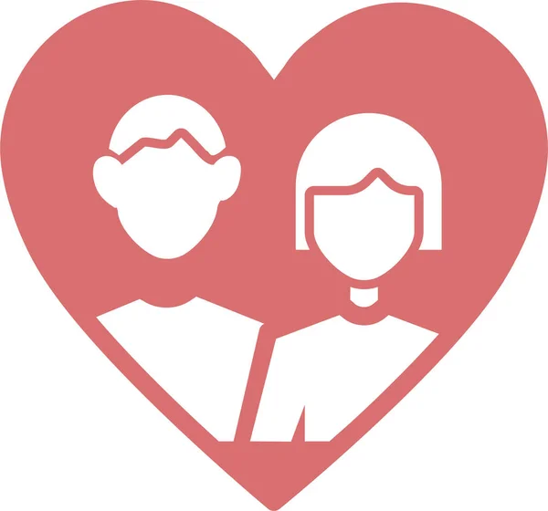 Pareja Día Corazón Icono Estilo Plano — Vector de stock