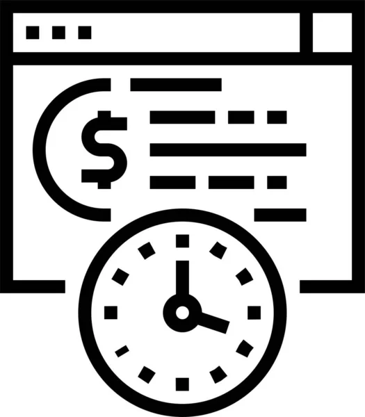 Time Pay Kölcsön Ikon Körvonalazott Stílusban — Stock Vector