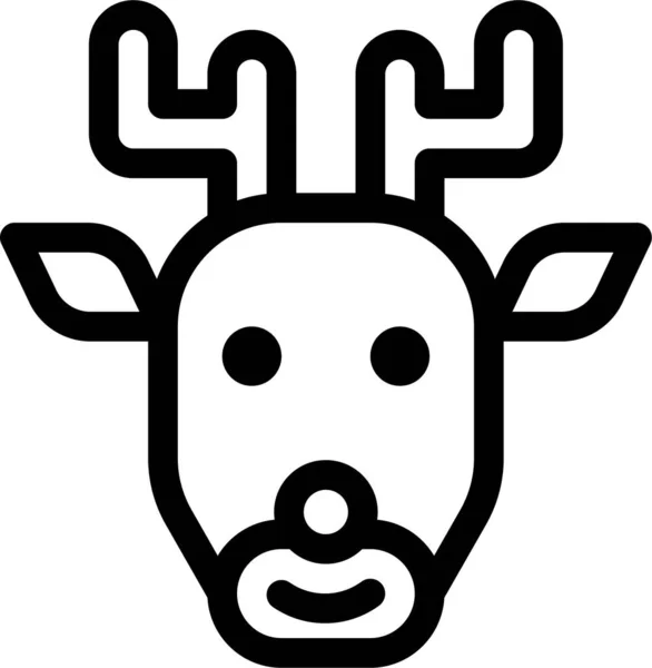 Rendieren Rudolf Dier Icoon Kerst Categorie — Stockvector