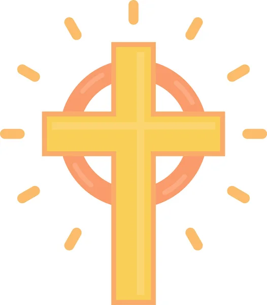 Christ Christian Cross Icon Flat Style — Stock Vector