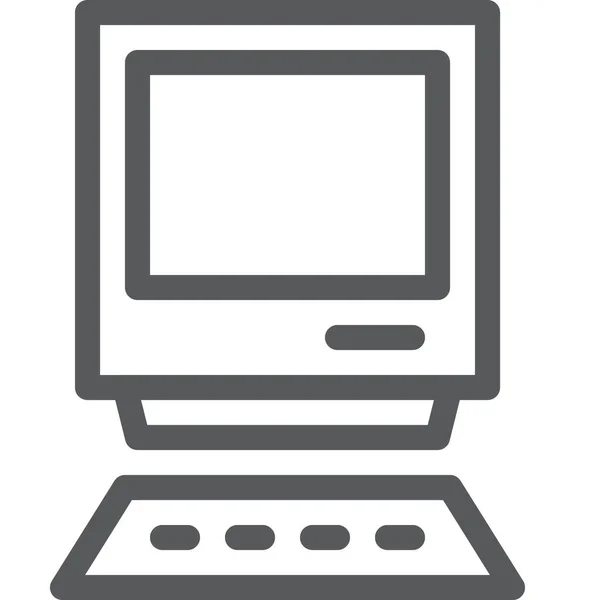 Dator Dator Dator Skrivbord Ikon Kontur Stil — Stock vektor