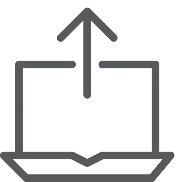 Laptop Upload Conectar Icono Estilo Esquema — Vector de stock