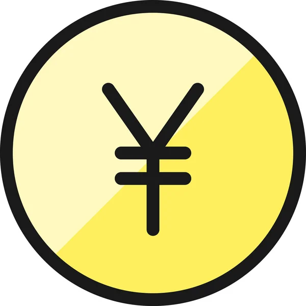 Währung Yuan Kreis Ikone Filedoutline Stil — Stockvektor