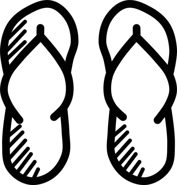 Praia Casual Flipflops Ícone Estilo Handdrawn —  Vetores de Stock