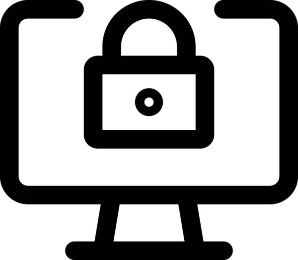 Иконка Компьютера Безопасности Навесного Замка Стиле Наброска — стоковый вектор