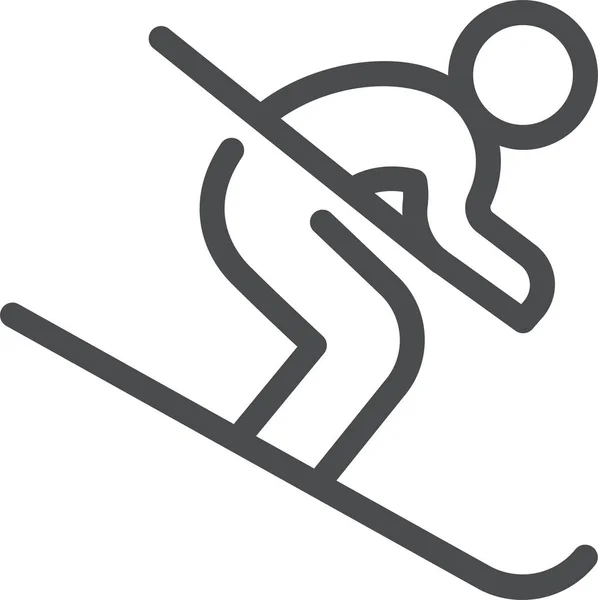 Skiing Ski Snow Icon Outline Style — Stock Vector